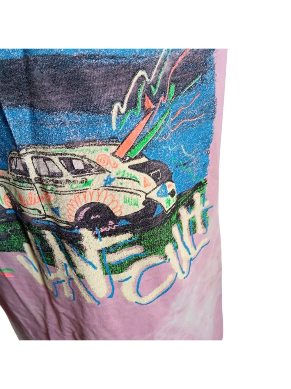 medium Single Stitch T-shirt Vintage 80's Pink Wave Cult Graphic Longboard Surf